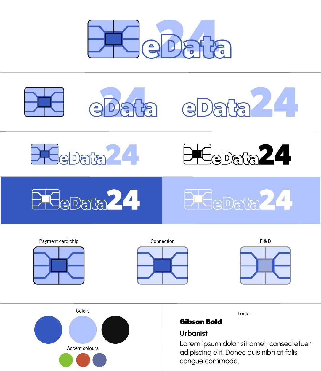 eData24 logo system, color palette and typography